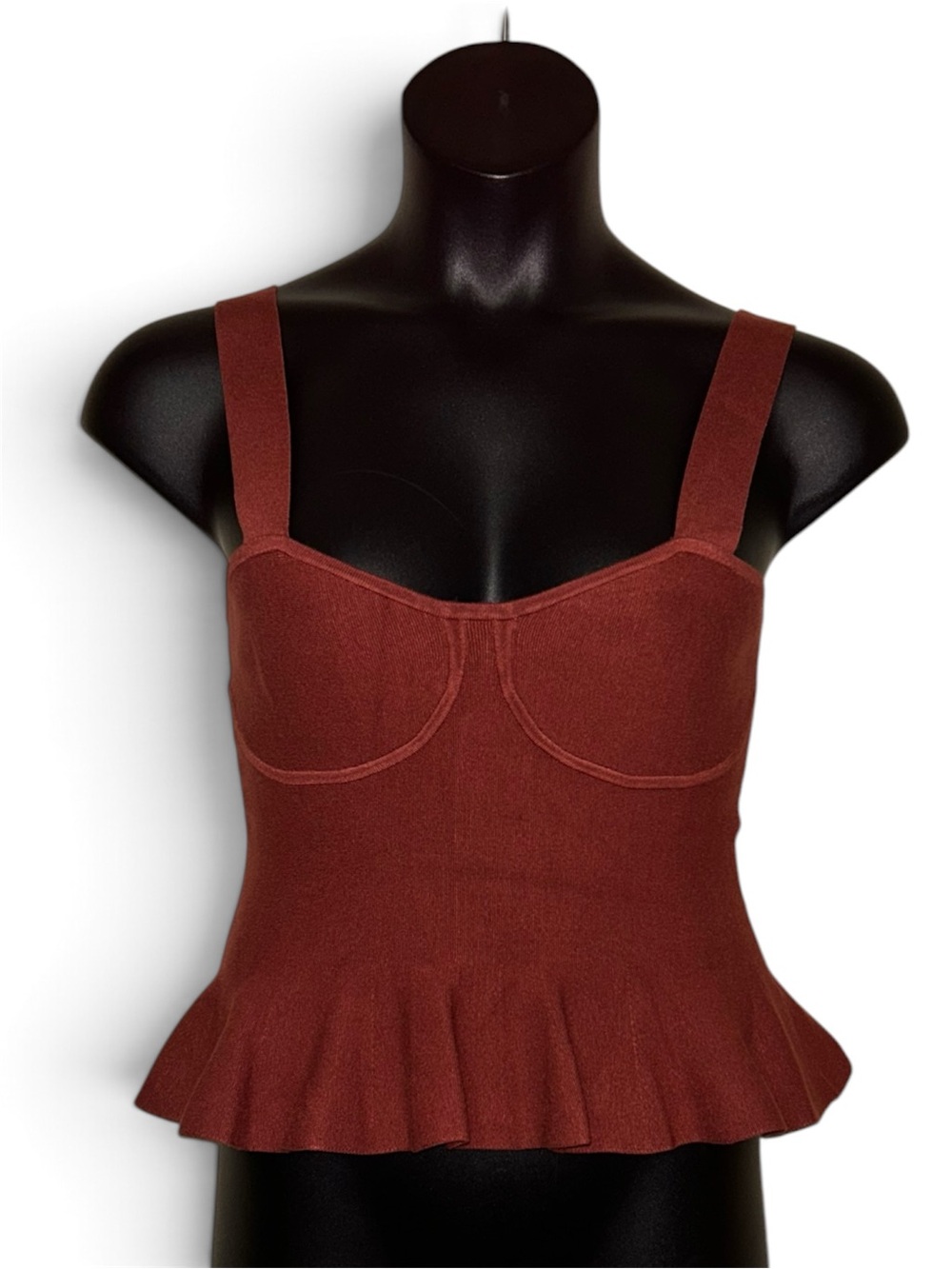 Express Rust Ruffled Bustier Tank